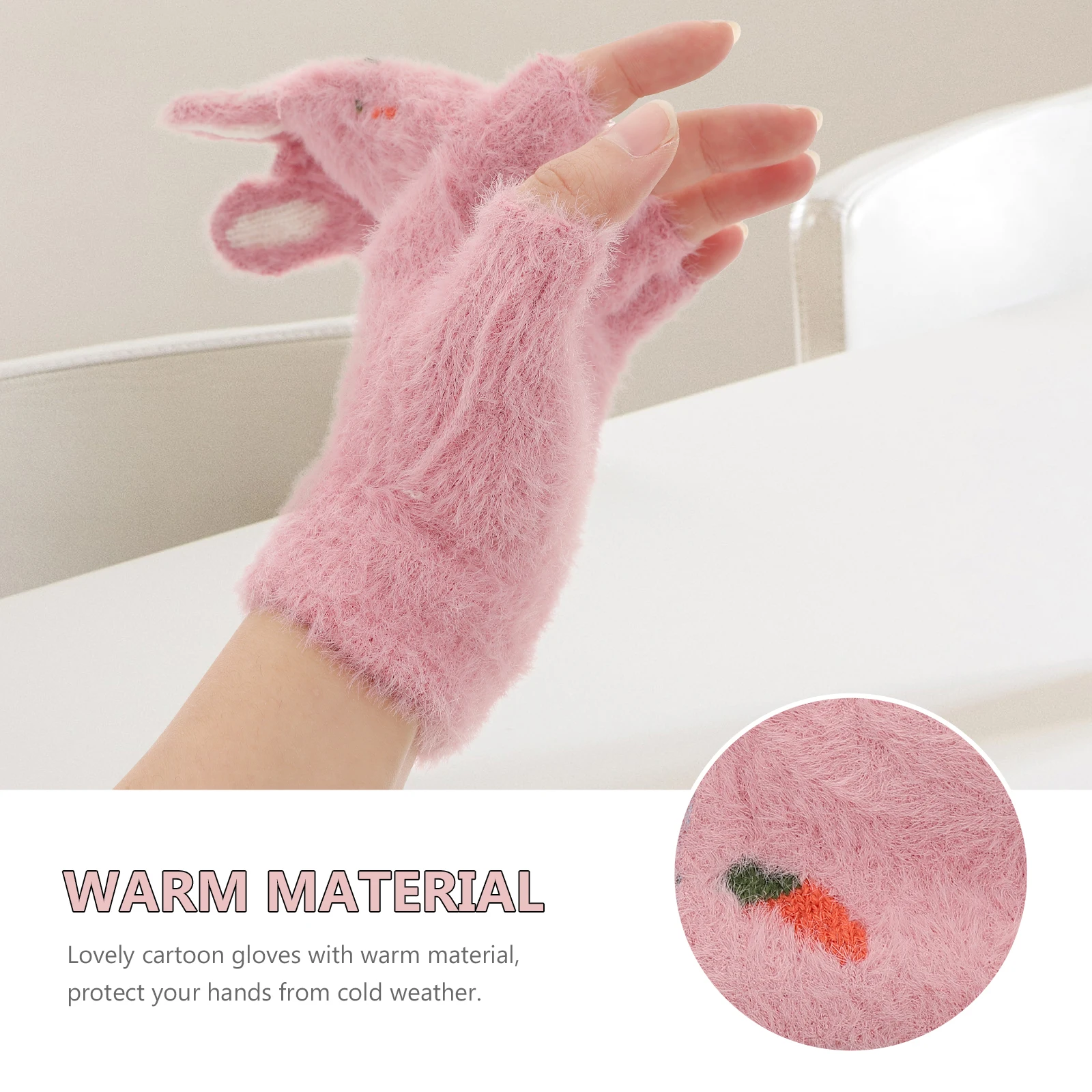 

Зимние перчатки с половиной пальца, мультяшные, для взрослых, для чтения, согревающие для имитации прикосновения