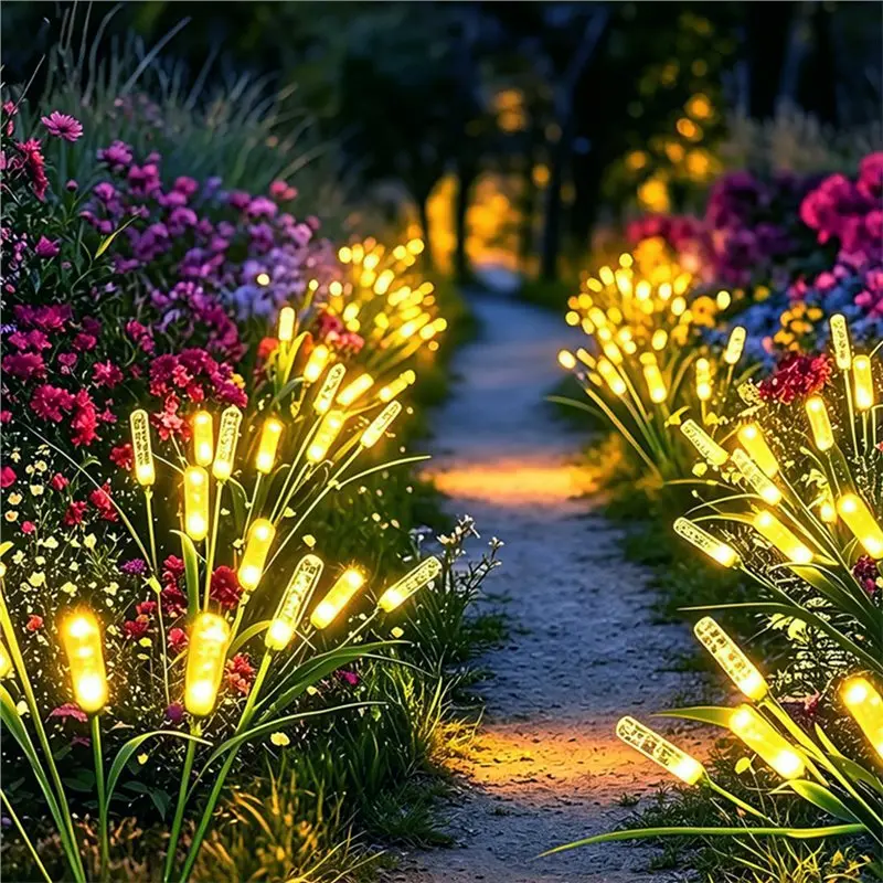 [HOT!A34R】 Outdoor Pathway Lawn Street Garden Decoration Landscape Lighting Solar Firefly Reed-Lights 6LED Waterproof Swing Lamp