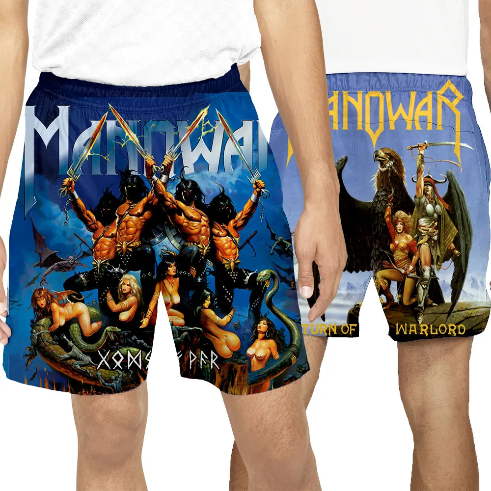 Manowar Band Summer Beach Shorts 3d Print Beachwear Swim Trunks Hip hop Men Swimsuit Surf Board Short Sports Pants