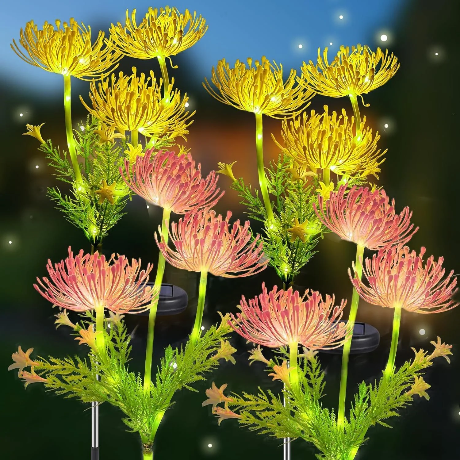 Solar Simulation Flower 3 Heads LED Lights Red Magic Lily Ground Lamps Waterproof Outdoor Garden Pathway Yard Flower Bed Decor