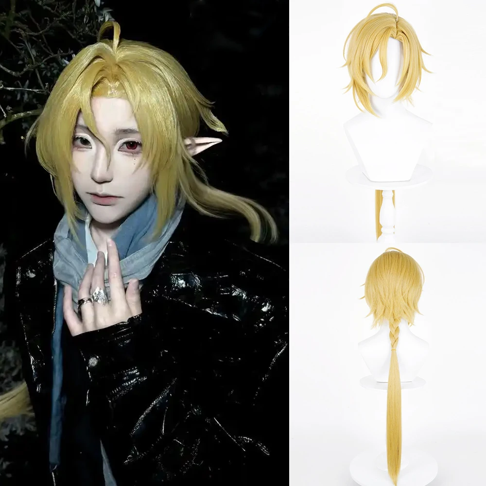 Long Straight Yellow Blonde Synthetic Mullet Head Wigs Anime Game Cosplay Fluffy Heat Resistant Wig for Daily Party