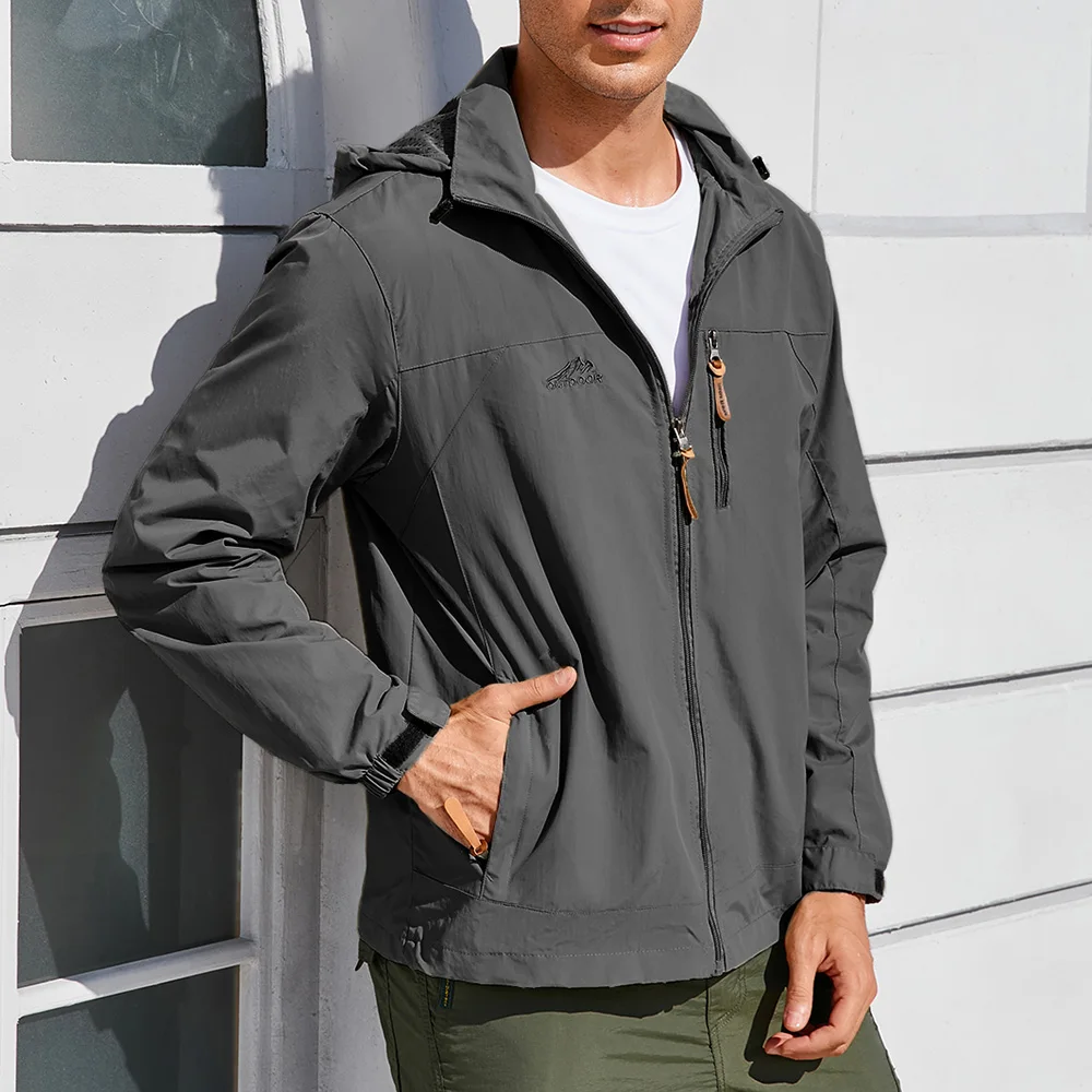 

Осенняя новая мужская куртка с капюшоном, ветрозащитная куртка на молнии, водонепроницаемая верхняя одежда для кемпинга и пешего туризма, дышащая модная одежда