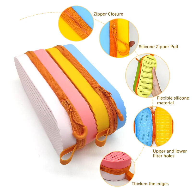 Swim Goggle Case For Swimming Goggles, Silicone Protective Cases with Drain Hole for Goggles Large Capacity