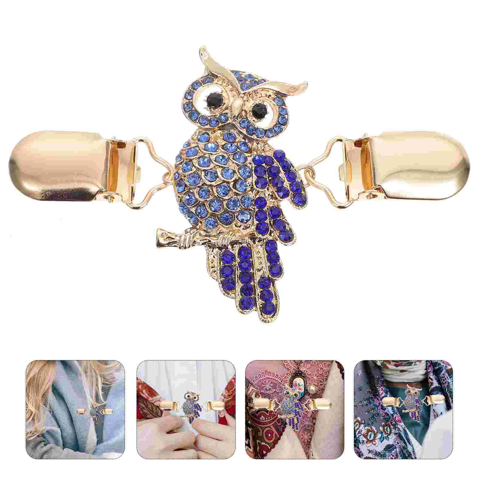 Owl Cardigan Clip Dress Collar Flowers Clips for Girl Clothes Accessory Tie Up Sweater Alloy Shirt Brooch Shawl Women's