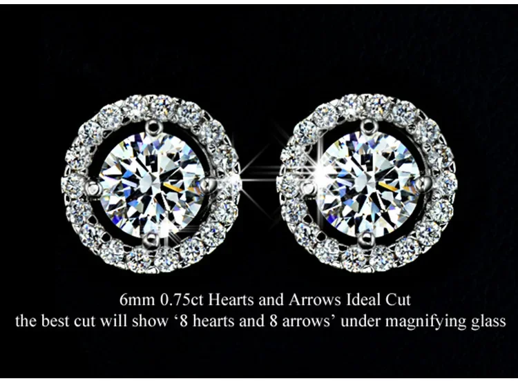 Fashion jewelry S925 pure silver needle round diamond temperament geometric perforated earrings Crystal from Austrian for Woman