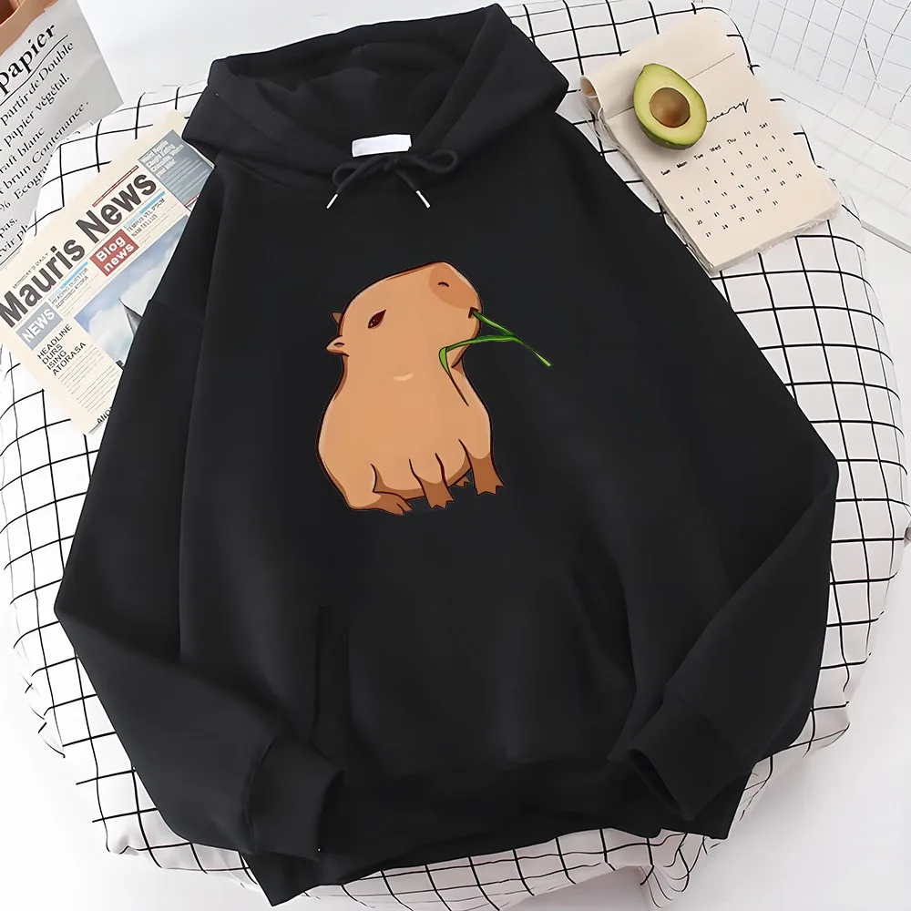 Boy Unisex Fashion Harajuku Graphic Hooded Pullover Funny Capybara Print Hoodies for Teen Girls Kawaii Cartoon Top Sweatshirts