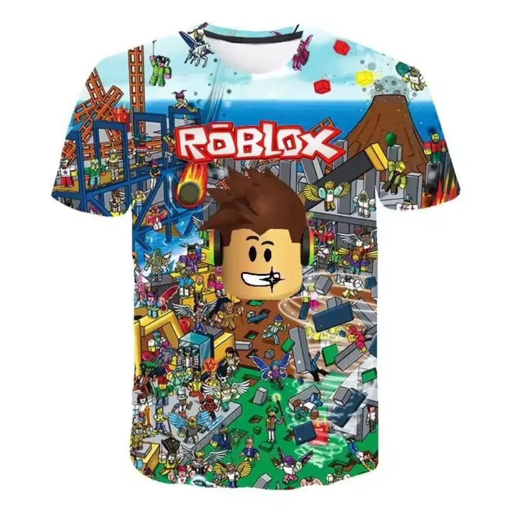 Roblox Game Kids T-shirt Cosplay Costumes Child Cartoon Adult Short Sleeve Top 3D Print Casual Roblox Street Clothes