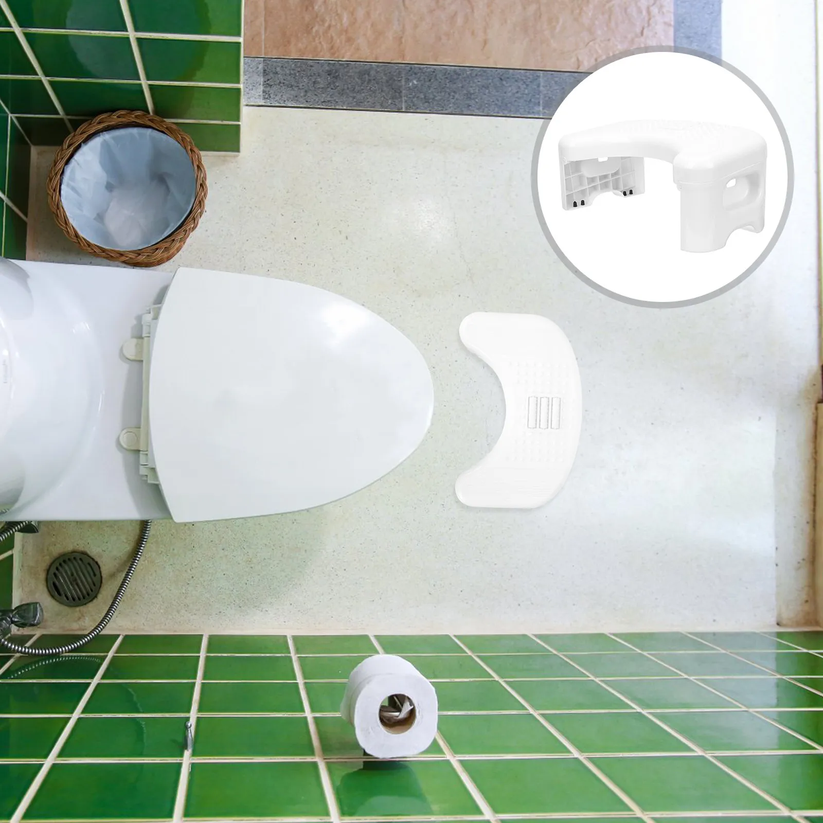 Foldable Toilet Stool Plastic Footstool Anti-Slip Collapsible Squatting Stool Stand Support Tool for Adults Kids Toilet