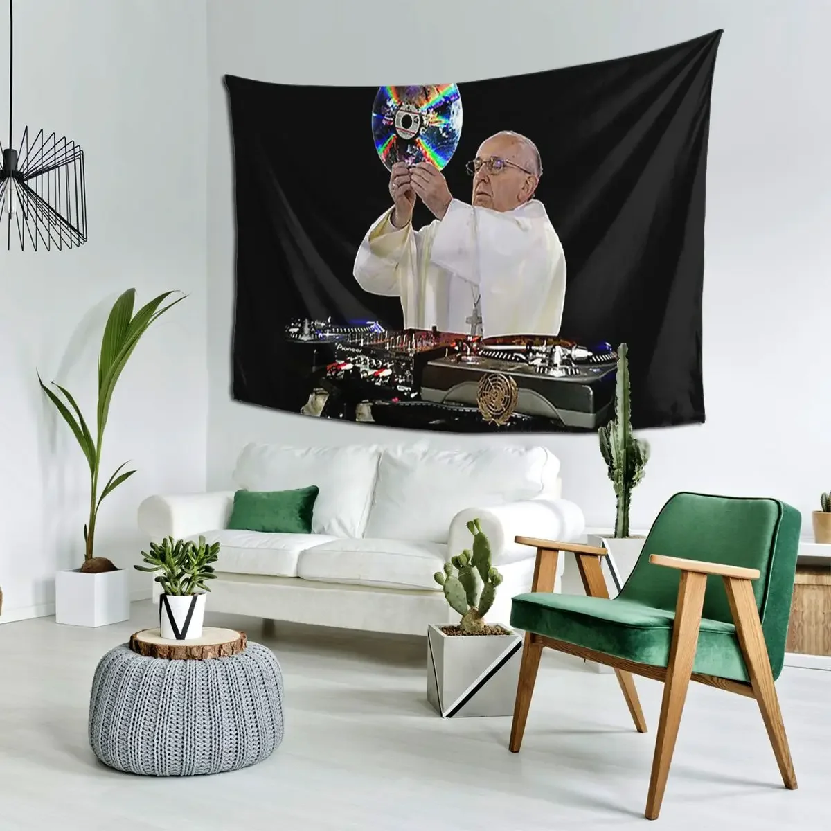 Dj Earth Pope Francis, Edm Holy Fath Tapestry Art Wall Hanging Aesthetic Home Tapestries for Living Room Bedroom Dorm Room