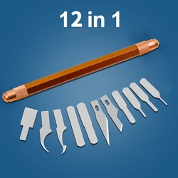 IC Chip Repair Thin Blade Tools Set, Remoção CPU Edge, Raspador, Remover para computador, Telefone móvel, Placa-mãe, 12 em 1