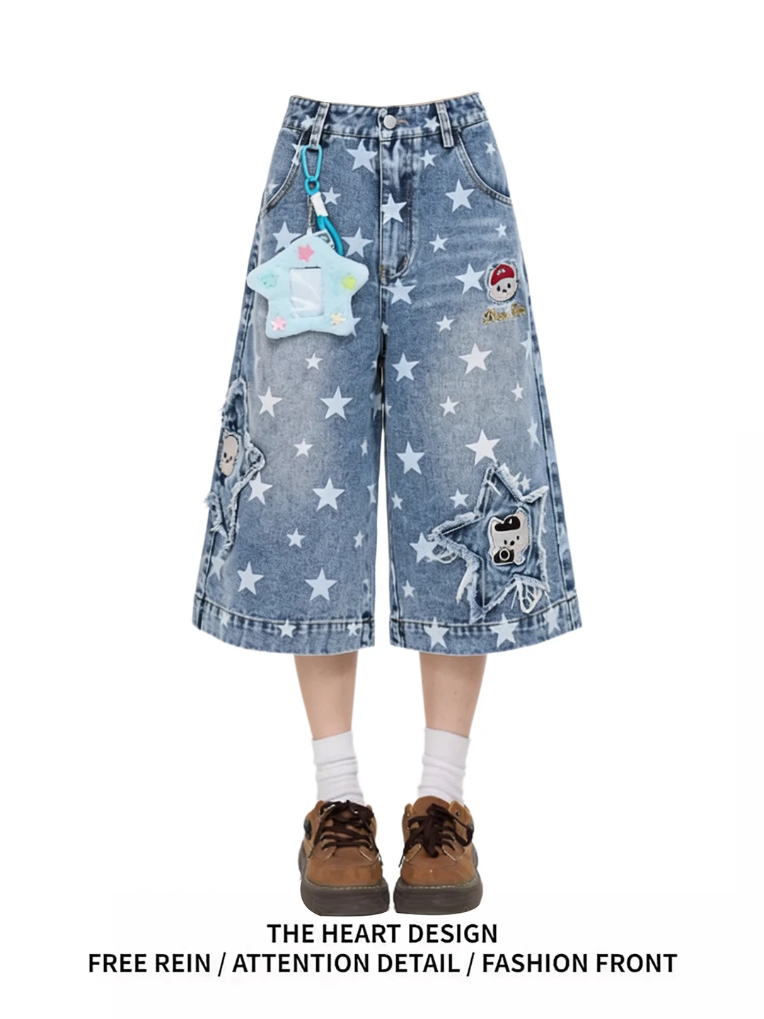 

American Street Style High Waist Wide Leg Jeans Women Summer Loose Fit Slimming Patchwork Seven-Foot Denim Pants