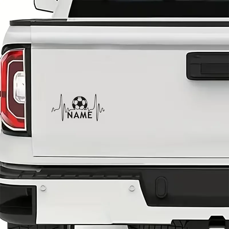 Custom Football Heartbeat Line Laptops, Water Bottles, Cars, Trucks, Motorcycles, And Vehicles Sticker Personalized Name And Dat