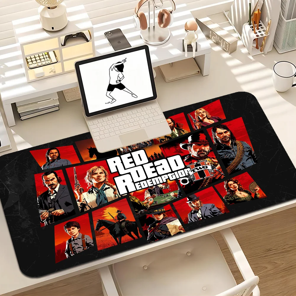 R-red Dead Redemption 2 Gaming INS Tide Large Cartoon Anime Gaming Mouse Pad Keyboard Mouse Mats Desk Mat Accessories