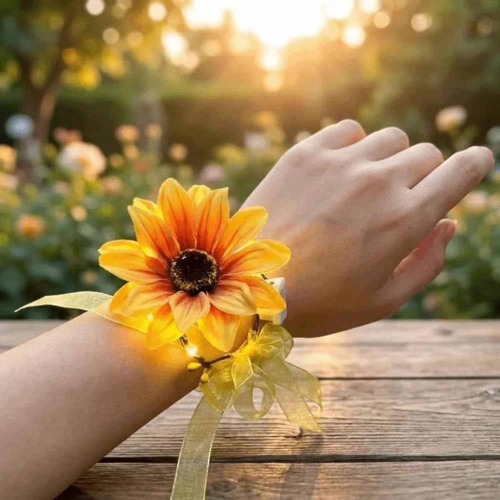 2pcs Bright Sunflower Styled Glowing Sunflower Wristband Lightweight Comfortable Wear Stage Performance Wristband