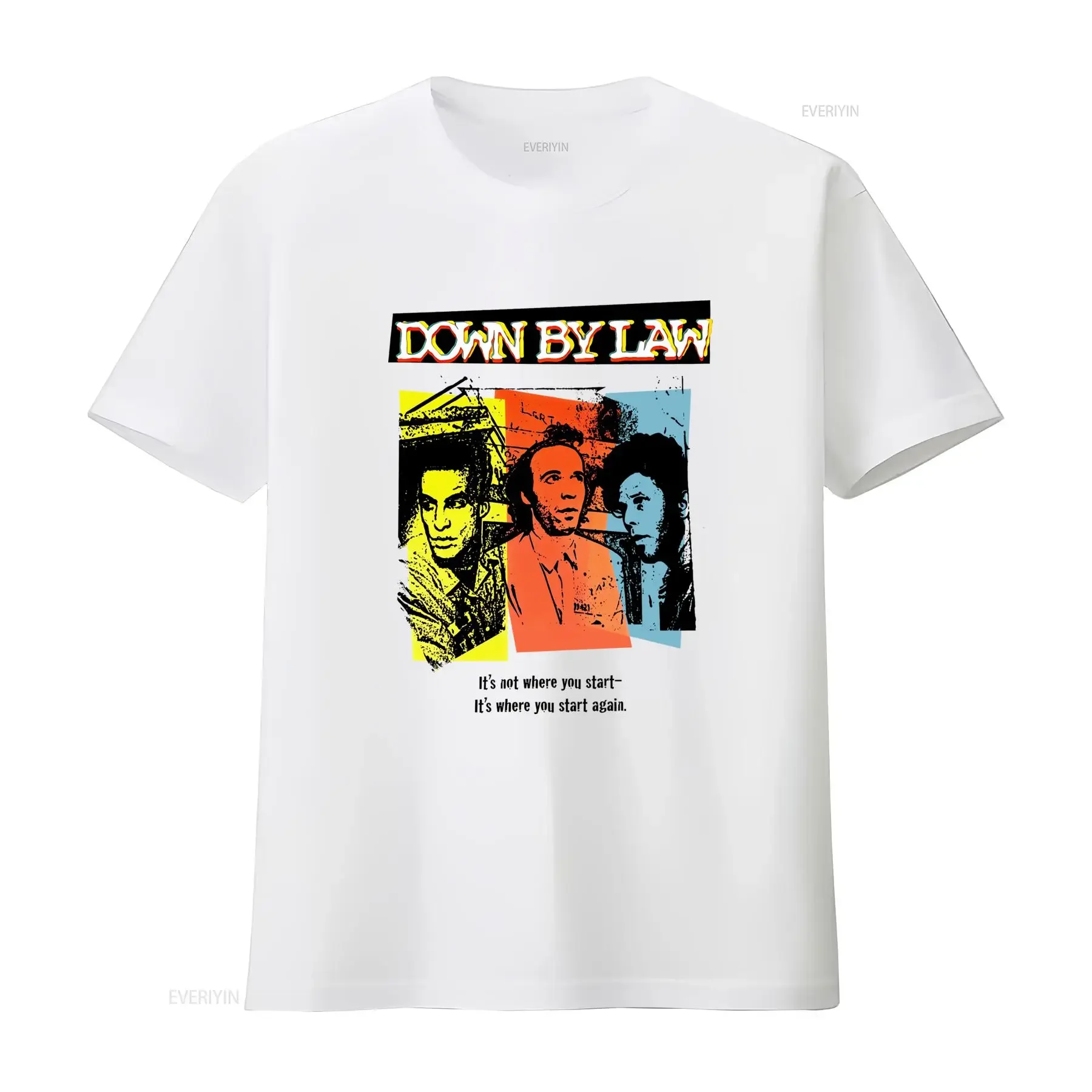 Down By Law Retro 80s Film Poster T Shirt Tom Waits Inspired Design for Dead Man Night On Earth Fans T443 vintage Washed