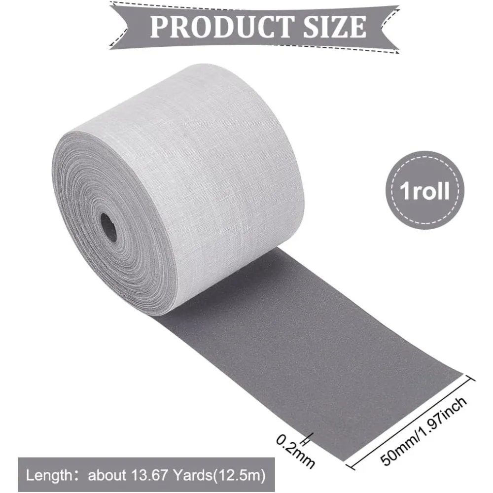 12.5M Polyester Reflective Ribbon for Clothing Safety Accesories Gainsboro 2 inch(50mm)