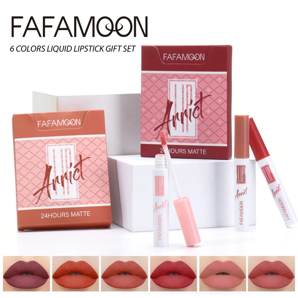 Do Not Take Off Makeup Matte ลิปสติก Lip Gloss Cover Box ลิปสติกติดทนนาน 6 Lip Glaze Matte Lip Gloss ง่ายต่อการพกพา Lip Gloss