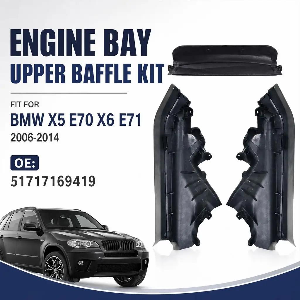 Image of Oberes Motorraum-Trennwandpaneel-Set für BMW X5 E70 und X6 E71, 2006–2014, Auspuff-Hitzeschild, OE: 51717169419