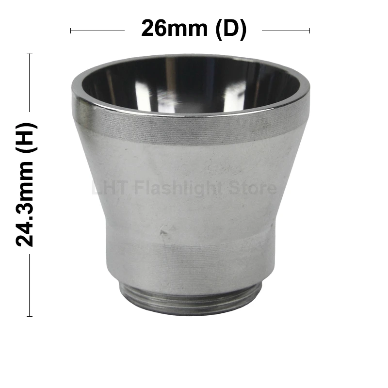 26mm (D) x 24.3mm (H) SMO Aluminum Reflector Flashlight DIY Lamp Cup