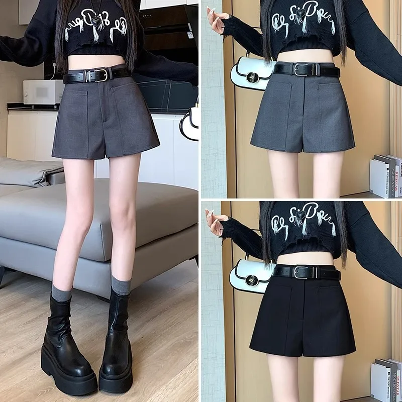 

Suit Short Culottes Summer2024New Popular Gray Summer Women's High WaistaWord Outer Wear Small Hot Pants
