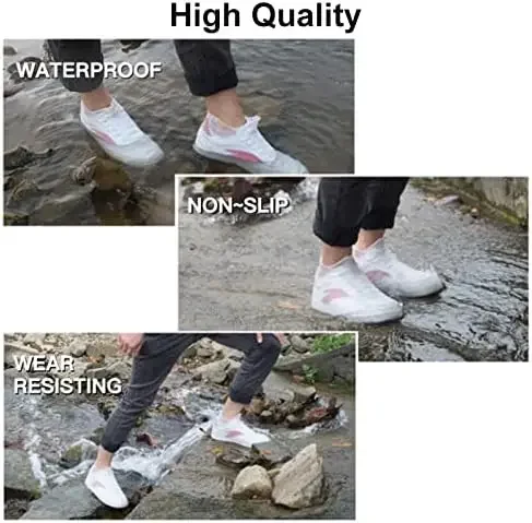 Cubiertas impermeables para zapatos, cubrezapatos antideslizantes resistentes al agua, protectores de cubrezapatos de lluvia de goma de silicona para niños, hombres y mujeres