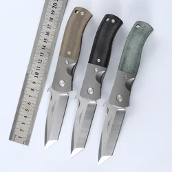 D2 Steel Satin Stonewash Blade Linen Handle Pocket Folding Knife Survival Camping EDC Pocket Tool CQC-7