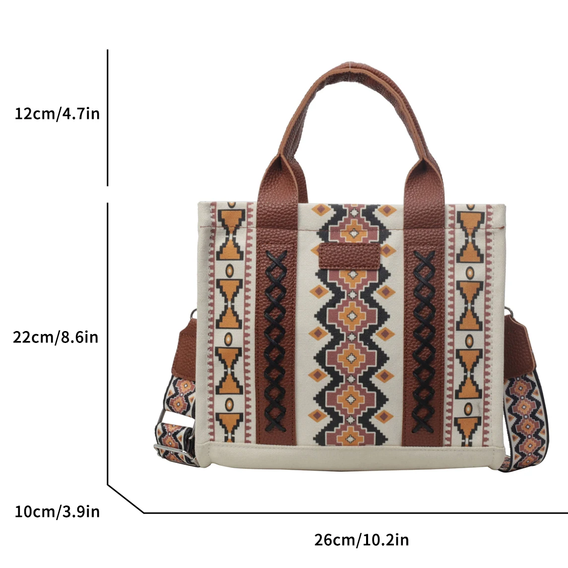 Jacquard Embroidery Bag National Style Canvas Shoulder Crossbody Bag For Women 2024 Boho Beach Travel Tote Bag