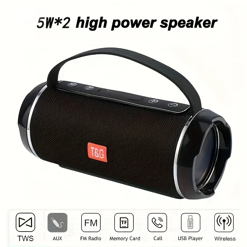 TG116C Tragbarer Kabelloser Lautsprecher, 5.3 Surround Sound, USB/TF/FM-Radio, 1200mAh Wiederaufladbarer Lithium-Akku