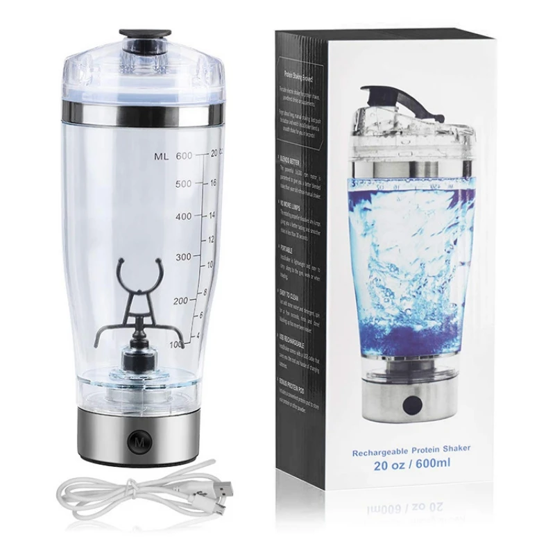 600ml Electric Protein Shake Stirrer USB Shake Bottle Milk Coffee Blender Kettle Sports And Fitness Charging Electric Shaker Cup