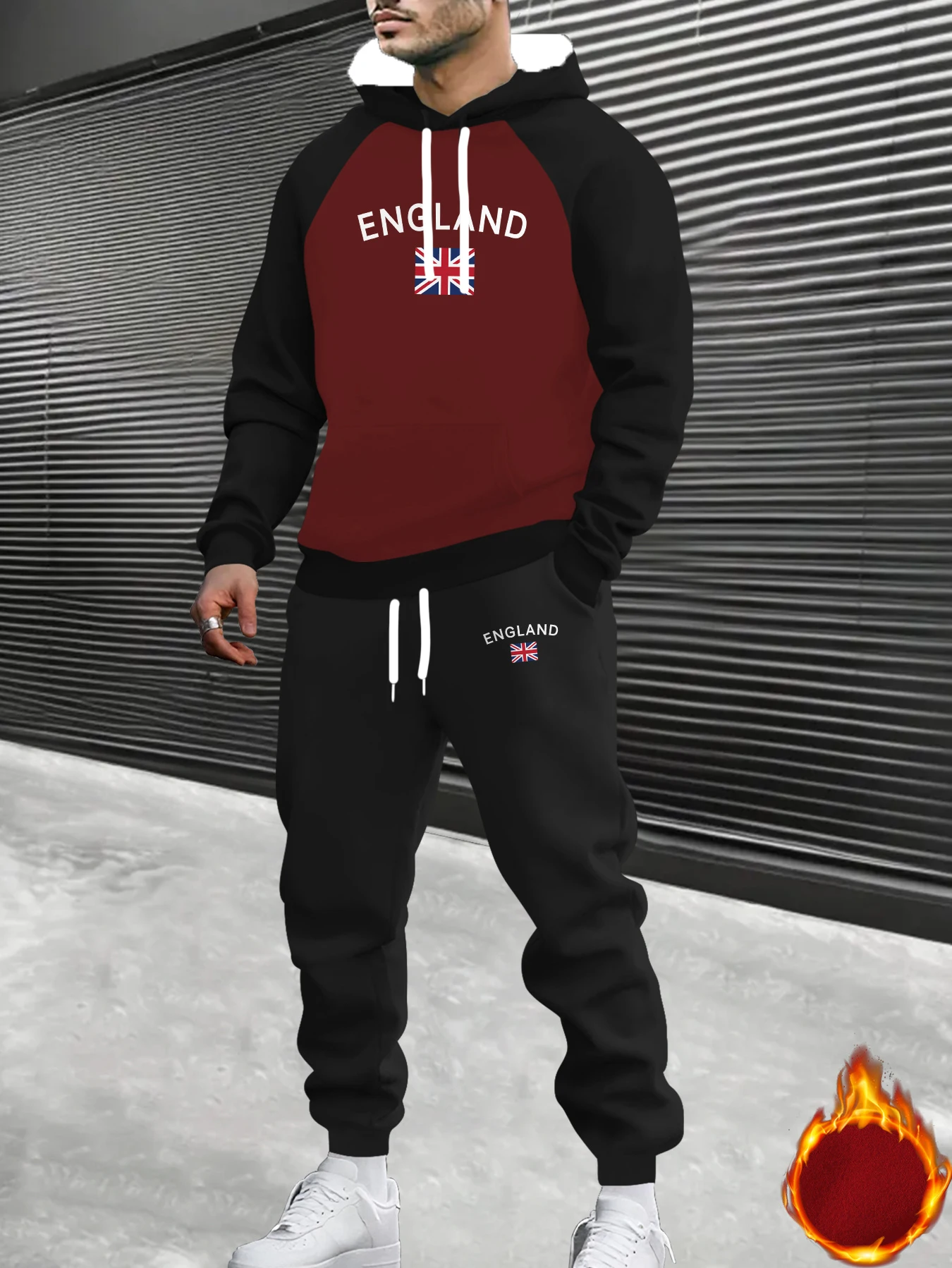 

Осенне-зимний мужской комплект с капюшоном и английским флагом с принтом, уличная спортивная толстовка с капюшоном, быстросохнущие толстовки, комплект из 2 упаковок