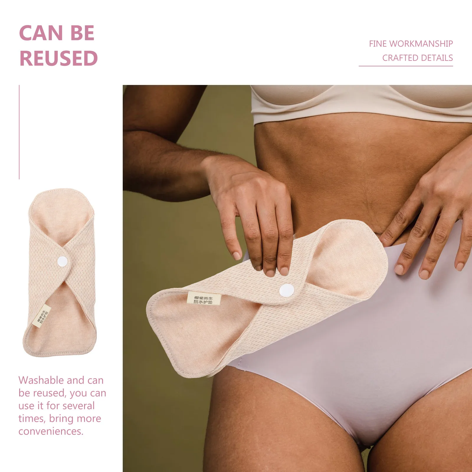 

4Pcs Washable Sanitary Pads Reusable Menstrual Pads Women Nursing Mats Leakproof Cotton Sanitary Napkins for Travel Daily Use