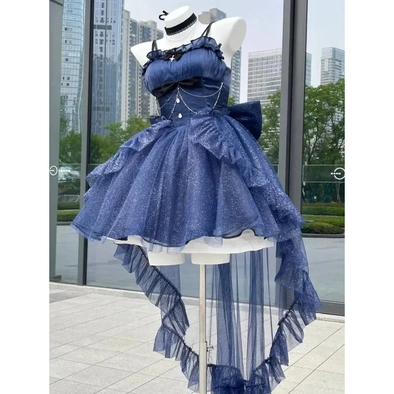 MN1 Japan Lolita Blue Princess Feeling Light Gift Princess Lolita Dress Cute Women Trail Heavy Industry Pengpeng Lady Vestid9*Jy