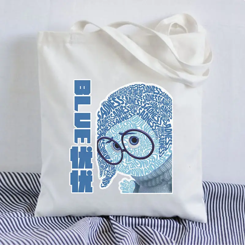 Sac à Main en Toile Imprimée Dessin Animé Disney Inside Out 2 Initiated, Sacoche Kawaii de Grande Capacité, Sacs de Rangement pour Étudiant, Cadeau