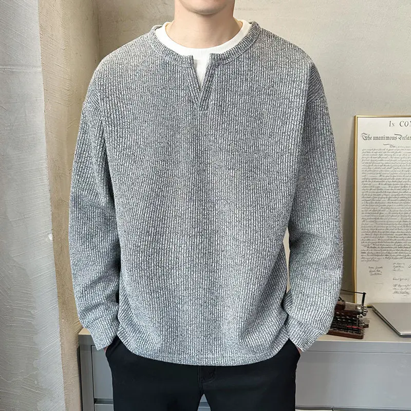 

Мужской свитшот в стиле ретро, американский повседневный стиль, весенний тренд, молодежный, универсальный, простой, дышащий, с длинными рукавами, круглым вырезом