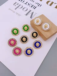 Fashionable zinc alloy lion head round metal earrings for daily wear earrings for women