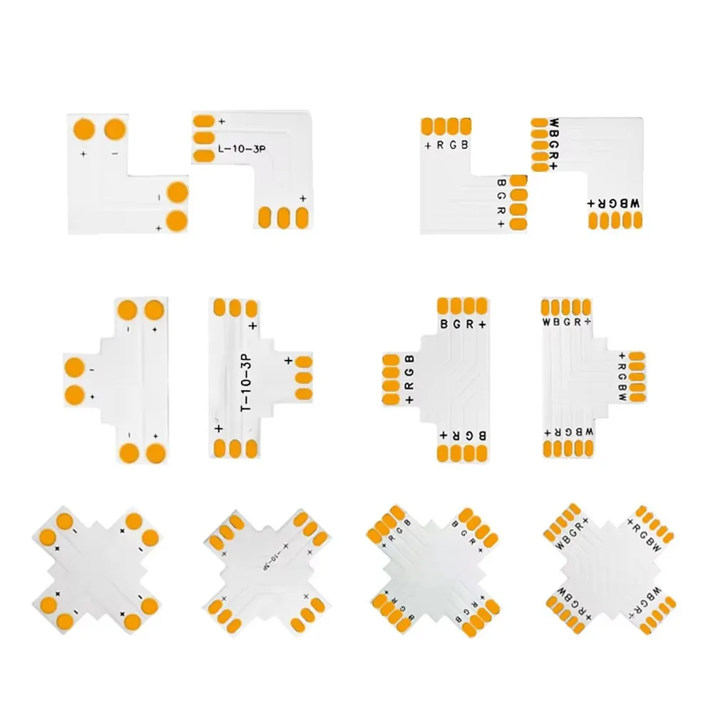 

2pin 3pin 4pin 5pin Led Strip Connector L/T/X Shape Solderless Corner Width 10mm For RGB Led Light 3528 5050 WS2811 WS2812B 5630