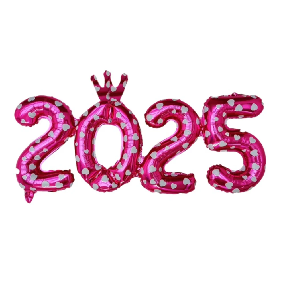 Connection Crown 2025 Number Foil Balloons New Year 2025 Decoration Photography Prop Navidad 2024 Party Supplies