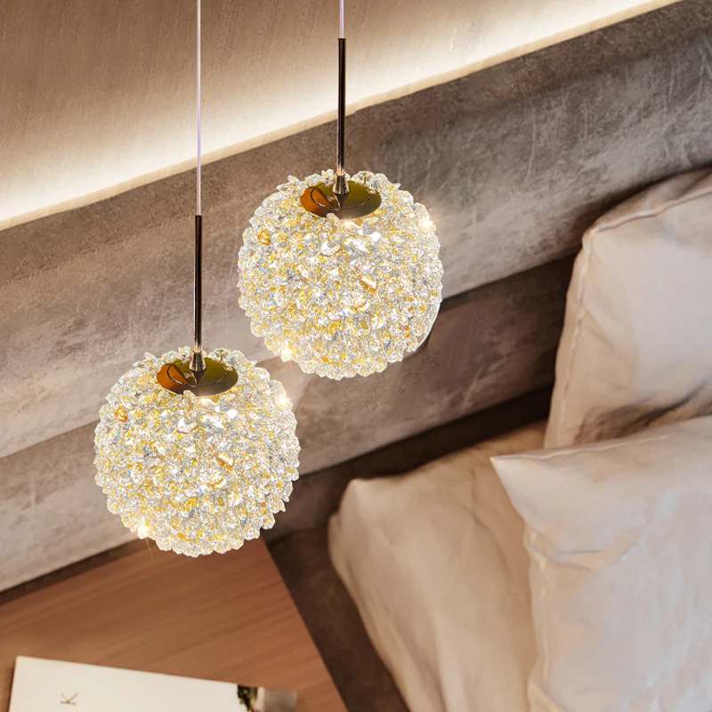 Imagem -02 - Crystal Bedside Pendant Light Lâmpada de Parede de Luxo Lustre Led Corredor Lâmpada do Teto Bar Sala de Jantar Quarto k9