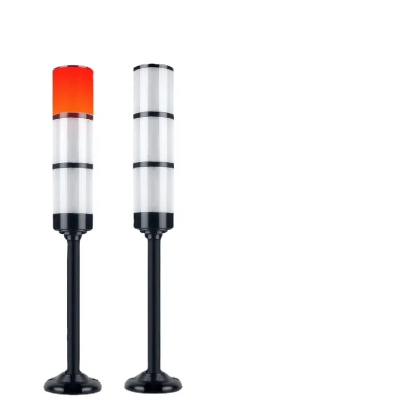 Led متعدد الطبقات كومة ضوء إشارة برج إنذار ضوء الحذر مشرق 24 فولت أسود/فضي قذيفة مؤشر مصباح لآلات التصنيع باستخدام الحاسب الآلي