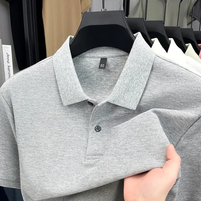 Hexagonal Beads Tton 220g Short-Sleeved Business Shirt Men's  Cool Sensation Three Acetate Fiber Unisex Summer Fashion