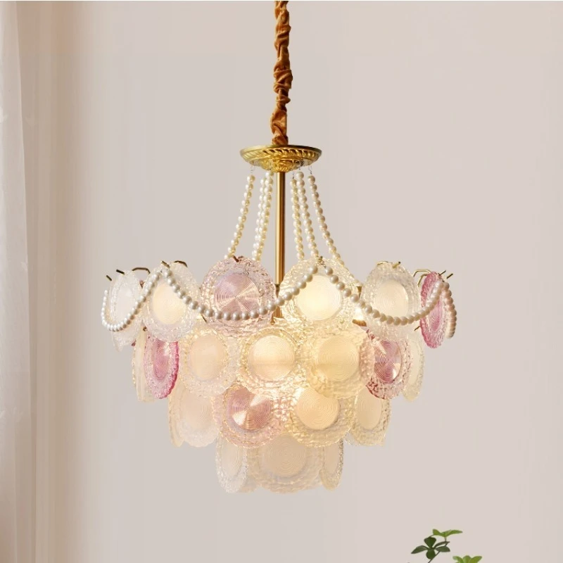 French Style Gold Crystal Pendant Chandelier with Glass Crystals for Ceiling Lighting in Living Room