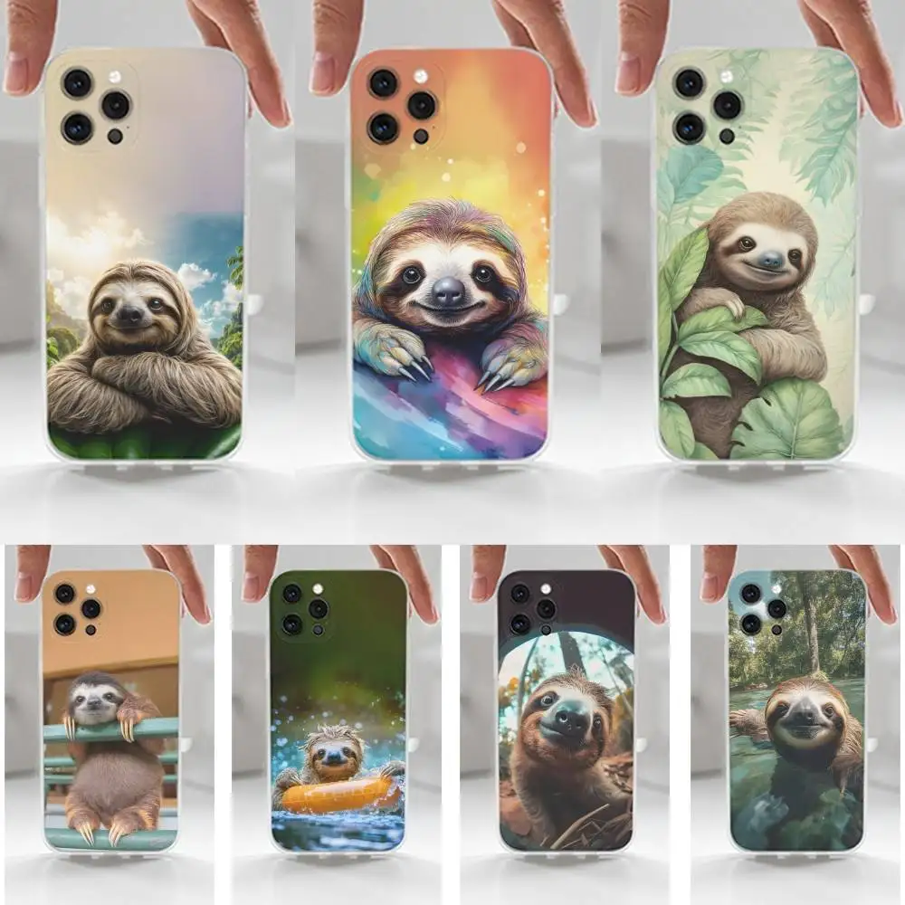 

Cute Animal Sloth Case For iPhone 16,15,14,17,13,12,11 Plus,Pro,Max,XR,XS,X,7,8 Plus,SE,Mini,Transparent,Silicone Case