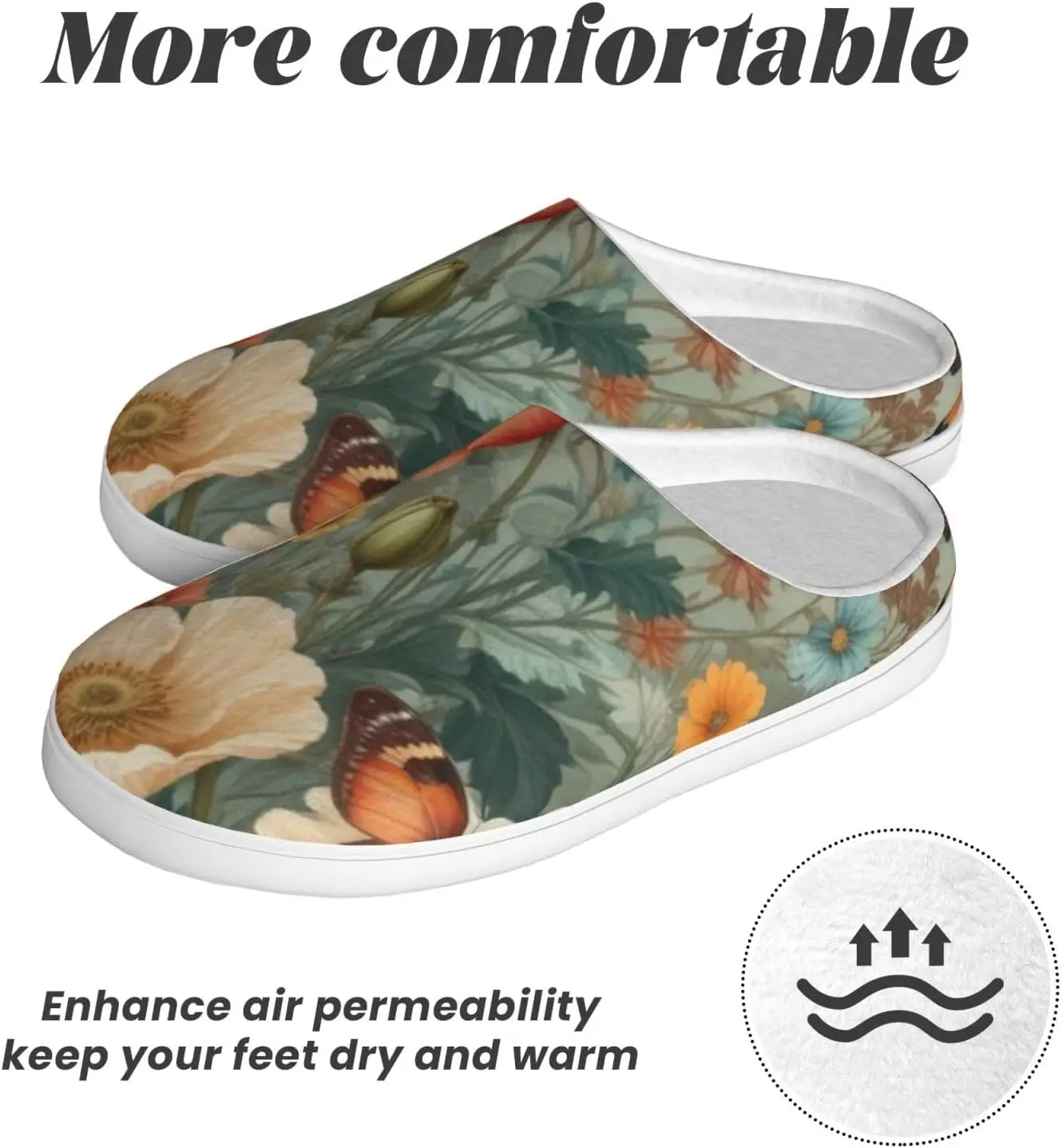 Pantoufles confortables pour femmes, pantoufles d'intérieur et d'extérieur en coton doux avec semelle antidérapante