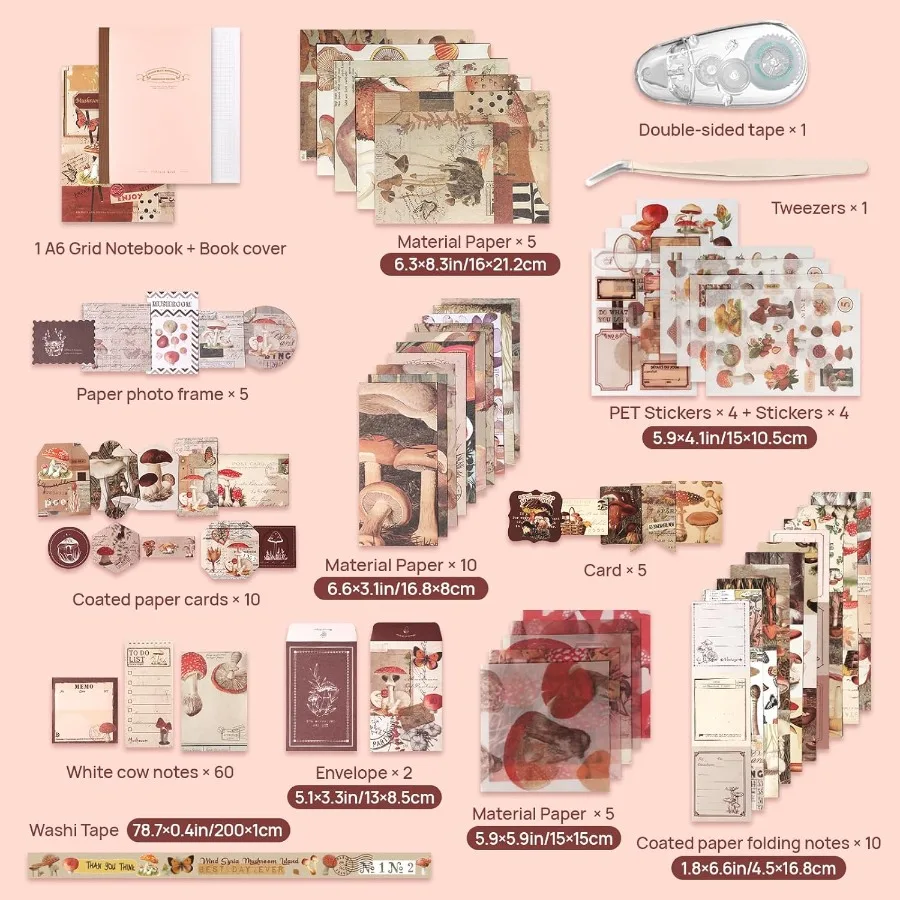 مجموعة لوازم ألبوم صور القصاصات مع ملاقط وشريط لاصق مجموعة يوميات جمالية عتيقة لحفظ الذاكرة حرفية P #5