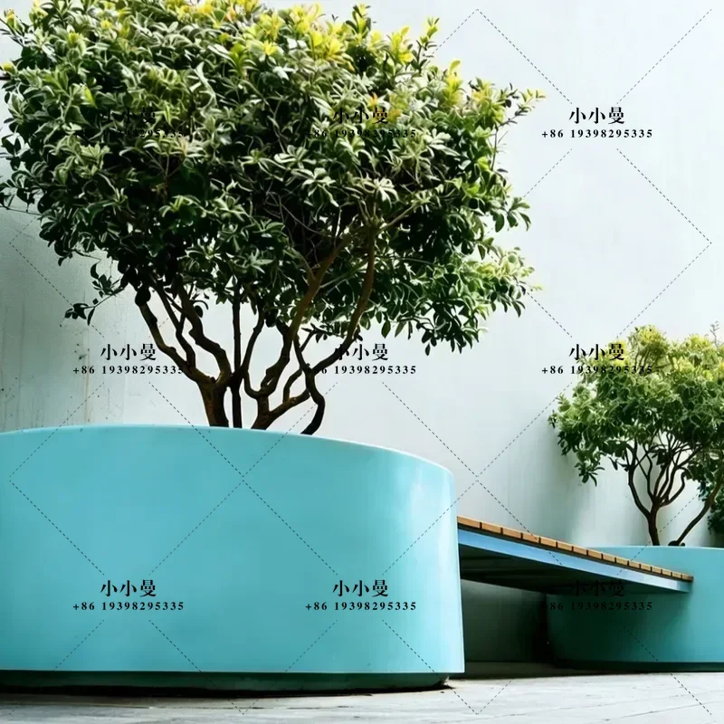 Modern Simple Round Flower Box Outdoor Patio Table and Chair Set Villa Terrace Garden Leisure Seating Furniture