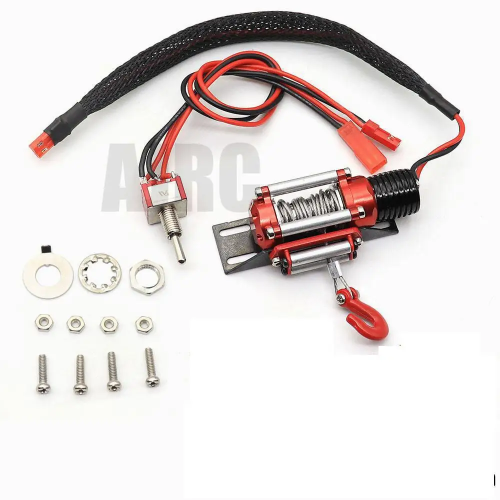 Verricello di simulazione cablato in acciaio metallico per auto telecomandato, adatto per asse cingolato telecomandato 1/10 a Scx10 Ii Iii Rbx10 D110D90