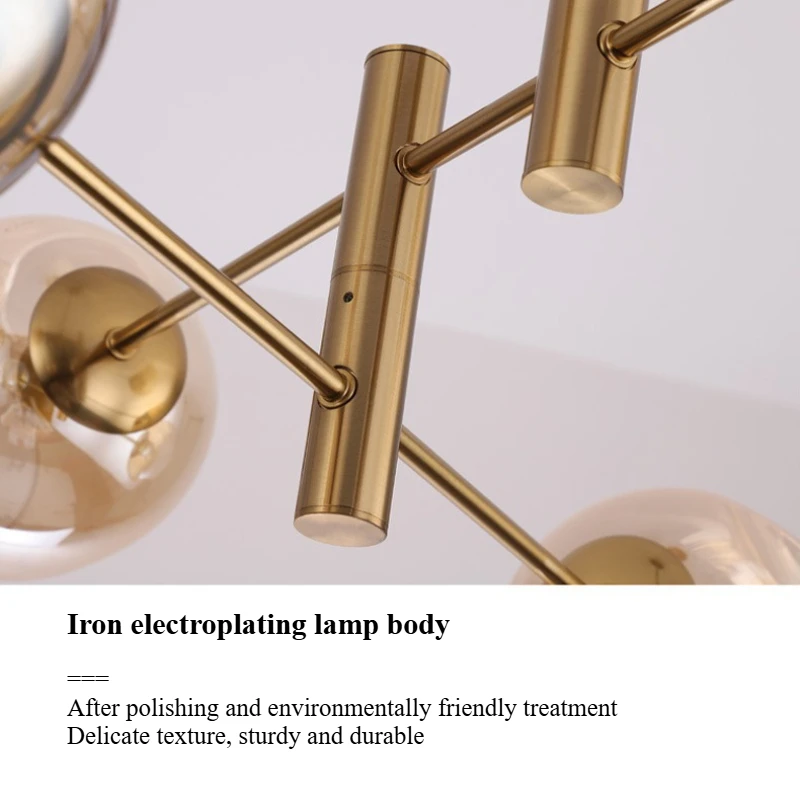 SANDYHA Moderne LED-kroonluchter Elegante Scandinavische hanglamp met glazen bol Lampenkap voor woonkamer Slaapkamer Eetkamer Stijlvol