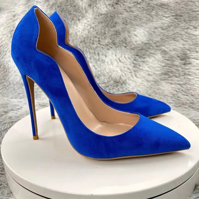 FHC 12cm High Heels,Patent Leather Office Lady Work Shoes,Women Pumps,Wave Shallow Out,Sexy Pointed Toe,Candy Colors,Dropship,