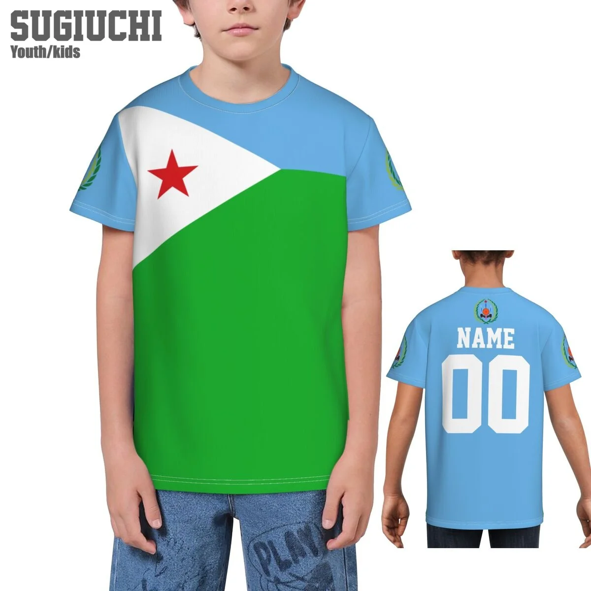 Custom Name Number Djibouti Flag Emblem 3D T-shirts For Kids Youth Boy/Girl Tees jersey Soccer Football Fans Gift T shirt