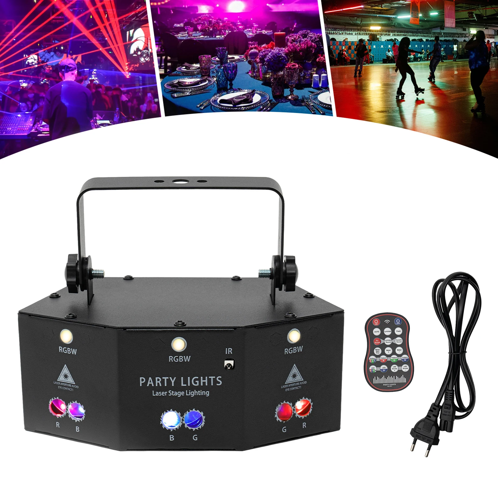 9-Eye Strobe Stage Lighting with Remote Control 12 Patterns DMX Signal Socket Stage Light for DJs Bands Bars KTV